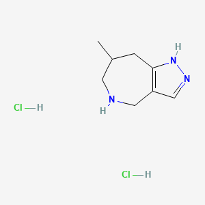 molecular formula C8H15Cl2N3 B2431656 7-Methyl-1,4,5,6,7,8-hexahydropyrazolo[4,3-c]azepine dihydrochloride CAS No. 2137619-40-8
