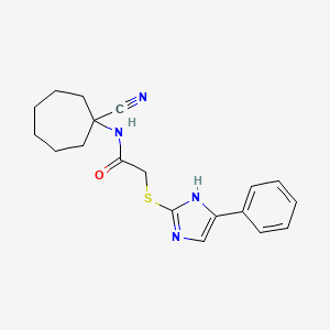 molecular formula C19H22N4OS B2431666 N-(1-cyanocycloheptyl)-2-[(4-phenyl-1H-imidazol-2-yl)sulfanyl]acetamide CAS No. 1111543-13-5
