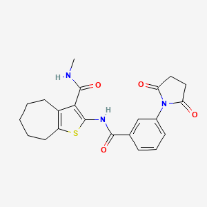 molecular formula C22H23N3O4S B2431675 2-(3-(2,5-dioxopyrrolidin-1-yl)benzamido)-N-methyl-5,6,7,8-tetrahydro-4H-cyclohepta[b]thiophene-3-carboxamide CAS No. 893126-86-8