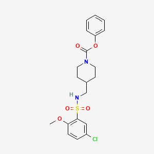 molecular formula C20H23ClN2O5S B2431678 Phenyl 4-((5-chloro-2-methoxyphenylsulfonamido)methyl)piperidine-1-carboxylate CAS No. 1235022-37-3