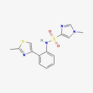 molecular formula C14H14N4O2S2 B2431681 1-methyl-N-(2-(2-methylthiazol-4-yl)phenyl)-1H-imidazole-4-sulfonamide CAS No. 1798516-80-9