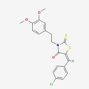 molecular formula C20H18ClNO3S2 B2431690 (5E)-5-[(4-氯苯基)亚甲基]-3-[2-(3,4-二甲氧基苯基)乙基]-2-硫代亚甲基-1,3-噻唑烷-4-酮 CAS No. 438459-79-1