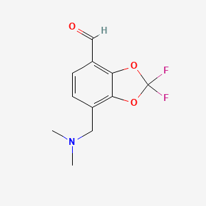 molecular formula C11H11F2NO3 B2431710 7-[(Dimethylamino)methyl]-2,2-difluoro-1,3-dioxaindane-4-carbaldehyde CAS No. 2095409-86-0