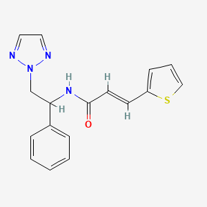 molecular formula C17H16N4OS B2431713 (E)-N-(1-phenyl-2-(2H-1,2,3-triazol-2-yl)ethyl)-3-(thiophen-2-yl)acrylamide CAS No. 2035004-66-9