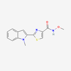 molecular formula C14H13N3O2S B2431758 N-甲氧基-2-(1-甲基-1H-吲哚-2-基)噻唑-4-甲酰胺 CAS No. 1172905-26-8