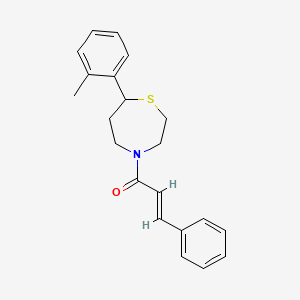 molecular formula C21H23NOS B2431784 (E)-3-phenyl-1-(7-(o-tolyl)-1,4-thiazepan-4-yl)prop-2-en-1-one CAS No. 1706470-81-6