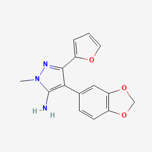 molecular formula C15H13N3O3 B2431787 4-(2H-1,3-benzodioxol-5-yl)-5-(furan-2-yl)-2-methyl-2,3-dihydro-1H-pyrazol-3-imine CAS No. 1281133-29-6