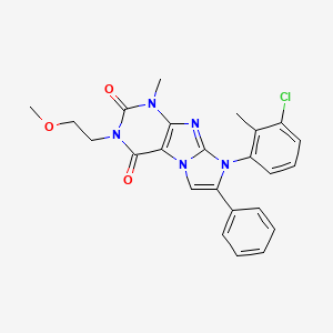 molecular formula C24H22ClN5O3 B2431788 8-(3-クロロ-2-メチルフェニル)-3-(2-メトキシエチル)-1-メチル-7-フェニル-1H-イミダゾ[2,1-f]プリン-2,4(3H,8H)-ジオン CAS No. 886898-81-3