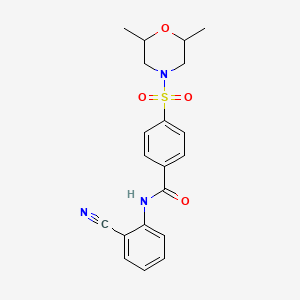 molecular formula C20H21N3O4S B2431789 N-(2-cyanophenyl)-4-((2,6-dimethylmorpholino)sulfonyl)benzamide CAS No. 397280-36-3