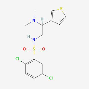 molecular formula C14H16Cl2N2O2S2 B2431803 2,5-dichloro-N-(2-(dimethylamino)-2-(thiophen-3-yl)ethyl)benzenesulfonamide CAS No. 946356-45-2