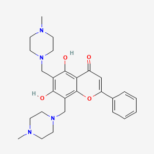 molecular formula C27H34N4O4 B2431810 5,7-dihydroxy-6,8-bis((4-methylpiperazin-1-yl)methyl)-2-phenyl-4H-chromen-4-one CAS No. 384362-08-7