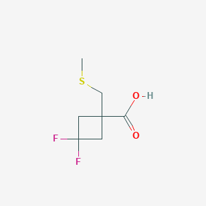 molecular formula C7H10F2O2S B2431835 3,3-二氟-1-(甲硫烷基甲基)环丁烷-1-羧酸 CAS No. 2567496-32-4