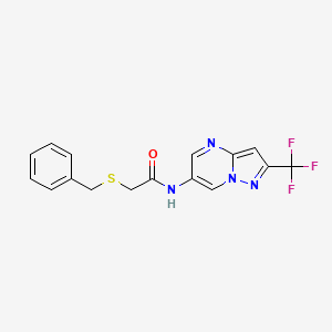 2-(benzylthio)-N-(2-(trifluoromethyl)pyrazolo[1,5-a]pyrimidin-6-yl)acetamide