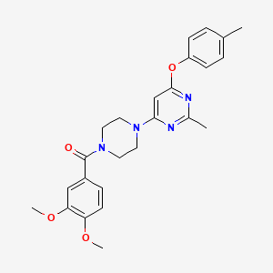 molecular formula C25H28N4O4 B2431847 (3,4-Dimethoxyphenyl)(4-(2-methyl-6-(p-tolyloxy)pyrimidin-4-yl)piperazin-1-yl)methanone CAS No. 946231-33-0