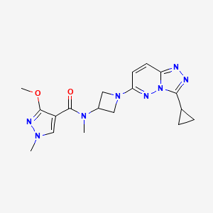 molecular formula C18H22N8O2 B2431849 3-シクロプロピル-[1,2,4]トリアゾロ[4,3-b]ピリダジン-6-イル}アゼチジン-3-イル)-3-メトキシ-N,1-ジメチル-1H-ピラゾール-4-カルボキサミド CAS No. 2200624-20-8