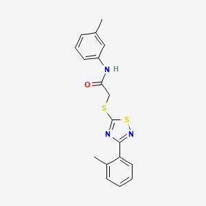 molecular formula C18H17N3OS2 B2431871 N-(m-tolyl)-2-((3-(o-tolyl)-1,2,4-thiadiazol-5-yl)thio)acetamide CAS No. 864918-42-3