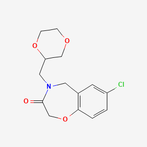 molecular formula C14H16ClNO4 B2431888 7-chloro-4-(1,4-dioxan-2-ylmethyl)-4,5-dihydro-1,4-benzoxazepin-3(2H)-one CAS No. 1396874-89-7