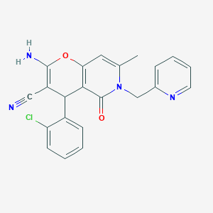 molecular formula C22H17ClN4O2 B2431891 2-氨基-4-(2-氯苯基)-7-甲基-5-氧代-6-(吡啶-2-基甲基)-5,6-二氢-4H-吡喃[3,2-c]吡啶-3-腈 CAS No. 758700-72-0