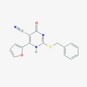 molecular formula C16H11N3O2S B243190 2-benzylsulfanyl-6-(furan-2-yl)-4-oxo-1H-pyrimidine-5-carbonitrile 