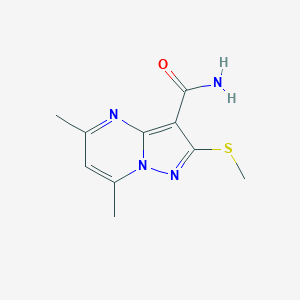 molecular formula C10H12N4OS B243192 5,7-Dimethyl-2-(methylsulfanyl)pyrazolo[1,5-a]pyrimidine-3-carboxamide 