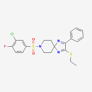 8-((3-Chloro-4-fluorophenyl)sulfonyl)-2-(ethylthio)-3-phenyl-1,4,8-triazaspiro[4.5]deca-1,3-diene