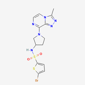 molecular formula C14H15BrN6O2S2 B2431937 5-bromo-N-(1-(3-methyl-[1,2,4]triazolo[4,3-a]pyrazin-8-yl)pyrrolidin-3-yl)thiophene-2-sulfonamide CAS No. 2034558-17-1