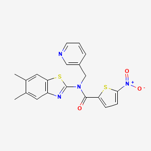 molecular formula C20H16N4O3S2 B2431940 N-(5,6-二甲基苯并[d]噻唑-2-基)-5-硝基-N-(吡啶-3-基甲基)噻吩-2-甲酰胺 CAS No. 886945-90-0