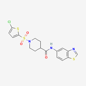 molecular formula C17H16ClN3O3S3 B2431957 N-(benzo[d]thiazol-5-yl)-1-((5-chlorothiophen-2-yl)sulfonyl)piperidine-4-carboxamide CAS No. 941924-87-4