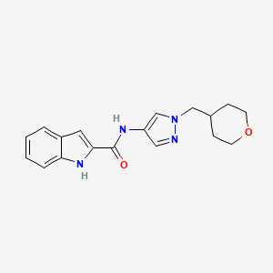 B2431967 N-(1-((tetrahydro-2H-pyran-4-yl)methyl)-1H-pyrazol-4-yl)-1H-indole-2-carboxamide CAS No. 1705187-65-0