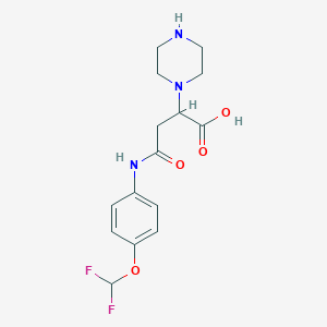 molecular formula C15H19F2N3O4 B2431975 4-((4-(Difluoromethoxy)phenyl)amino)-4-oxo-2-(piperazin-1-yl)butanoic acid CAS No. 899996-47-5