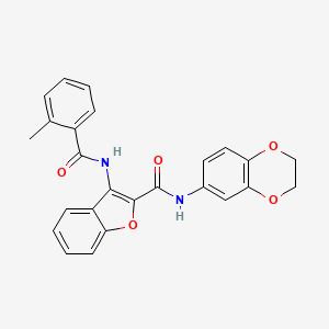 N-(2,3-dihydrobenzo[b][1,4]dioxin-6-yl)-3-(2-methylbenzamido)benzofuran-2-carboxamide