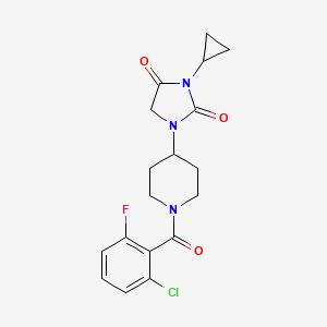 molecular formula C18H19ClFN3O3 B2431985 1-[1-(2-Chloro-6-fluorobenzoyl)piperidin-4-yl]-3-cyclopropylimidazolidine-2,4-dione CAS No. 2097915-66-5