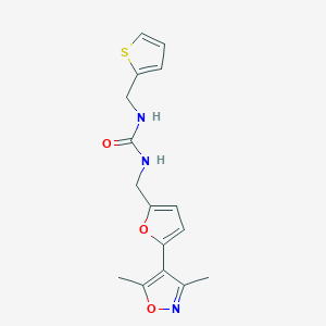 molecular formula C16H17N3O3S B2431986 3-{[5-(3,5-Dimethyl-1,2-oxazol-4-yl)furan-2-yl]methyl}-1-[(thiophen-2-yl)methyl]urea CAS No. 2415469-98-4