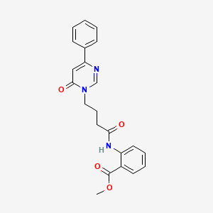 molecular formula C22H21N3O4 B2432009 2-(4-(6-氧代-4-苯基嘧啶-1(6H)-基)丁酰氨基)苯甲酸甲酯 CAS No. 1226459-42-2