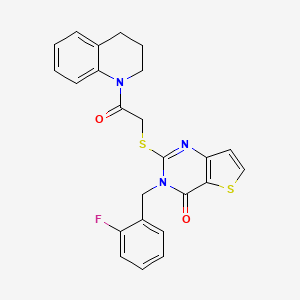 molecular formula C24H20FN3O2S2 B2432010 2-{[2-(3,4-dihydroquinolin-1(2H)-yl)-2-oxoethyl]sulfanyl}-3-(2-fluorobenzyl)thieno[3,2-d]pyrimidin-4(3H)-one CAS No. 1252817-41-6