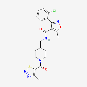 3-(2-chlorophenyl)-5-methyl-N-((1-(4-methyl-1,2,3-thiadiazole-5-carbonyl)piperidin-4-yl)methyl)isoxazole-4-carboxamide