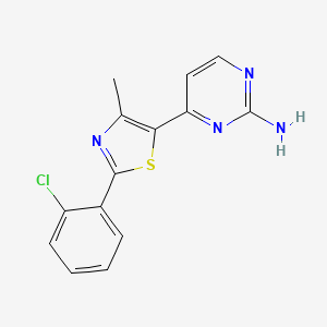 molecular formula C14H11ClN4S B2432049 4-[2-(2-氯苯基)-4-甲基-1,3-噻唑-5-基]嘧啶-2-胺 CAS No. 499795-83-4