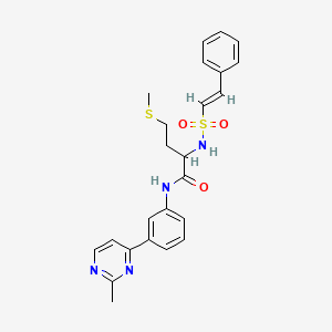 N-[3-(2-Methylpyrimidin-4-yl)phenyl]-4-methylsulfanyl-2-[[(E)-2-phenylethenyl]sulfonylamino]butanamide
