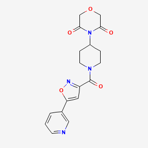 molecular formula C18H18N4O5 B2432063 4-(1-(5-(Pyridin-3-yl)isoxazole-3-carbonyl)piperidin-4-yl)morpholine-3,5-dione CAS No. 2034424-32-1