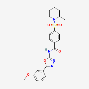 molecular formula C22H24N4O5S B2432064 N-(5-(3-甲氧基苯基)-1,3,4-恶二唑-2-基)-4-((2-甲基哌啶-1-基)磺酰基)苯甲酰胺 CAS No. 533869-93-1