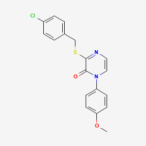molecular formula C18H15ClN2O2S B2432065 3-[(4-chlorobenzyl)thio]-1-(4-methoxyphenyl)pyrazin-2(1H)-one CAS No. 895110-67-5
