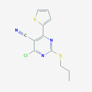 molecular formula C12H10ClN3S2 B243207 4-Chloro-2-propylsulfanyl-6-(2-thienyl)pyrimidine-5-carbonitrile 