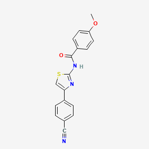 molecular formula C18H13N3O2S B2432071 N-(4-(4-cyanophenyl)thiazol-2-yl)-4-methoxybenzamide CAS No. 307510-53-8