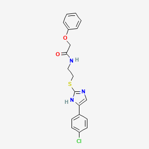 molecular formula C19H18ClN3O2S B2432082 N-(2-((5-(4-氯苯基)-1H-咪唑-2-基)硫代)乙基)-2-苯氧基乙酰胺 CAS No. 897456-48-3