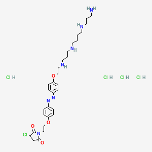 molecular formula C30H48Cl5N7O4 B2432087 1-(2-{4-[(E)-2-[4-(2-{[3-({4-[(3-aminopropyl)amino]butyl}amino)propyl]amino}ethoxy)phenyl]diazen-1-yl]phenoxy}ethyl)-3-chloropyrrolidine-2,5-dione tetrahydrochloride CAS No. 2380195-61-7