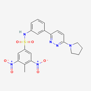 4-methyl-3,5-dinitro-N-(3-(6-(pyrrolidin-1-yl)pyridazin-3-yl)phenyl)benzenesulfonamide
