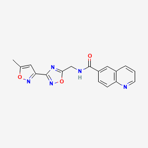 N-((3-(5-methylisoxazol-3-yl)-1,2,4-oxadiazol-5-yl)methyl)quinoline-6-carboxamide