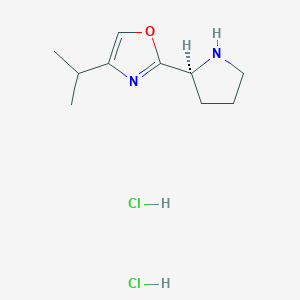 molecular formula C10H18Cl2N2O B2432110 (S)-4-Isopropyl-2-(pyrrolidin-2-yl)oxazole dihydrochloride CAS No. 2227829-30-1