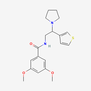molecular formula C19H24N2O3S B2432116 3,5-dimethoxy-N-(2-(pyrrolidin-1-yl)-2-(thiophen-3-yl)ethyl)benzamide CAS No. 946327-38-4