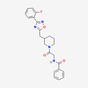 N-(2-(3-((3-(2-fluorophenyl)-1,2,4-oxadiazol-5-yl)methyl)piperidin-1-yl)-2-oxoethyl)benzamide